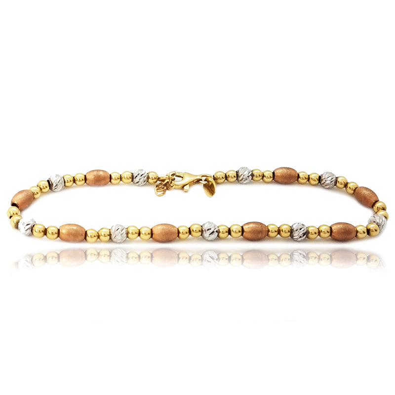 Beads Tri-Color Gold Bracelet (14K)