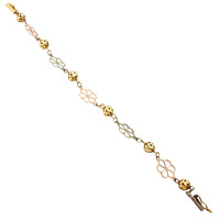 Flower Charm Tri-Color Gold Bracelet (14K)