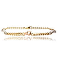 Üçrəngli qızılı Rolo bilərzik (14K).