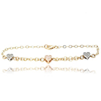 Üçrəngli cazibə qolbaq (14K).