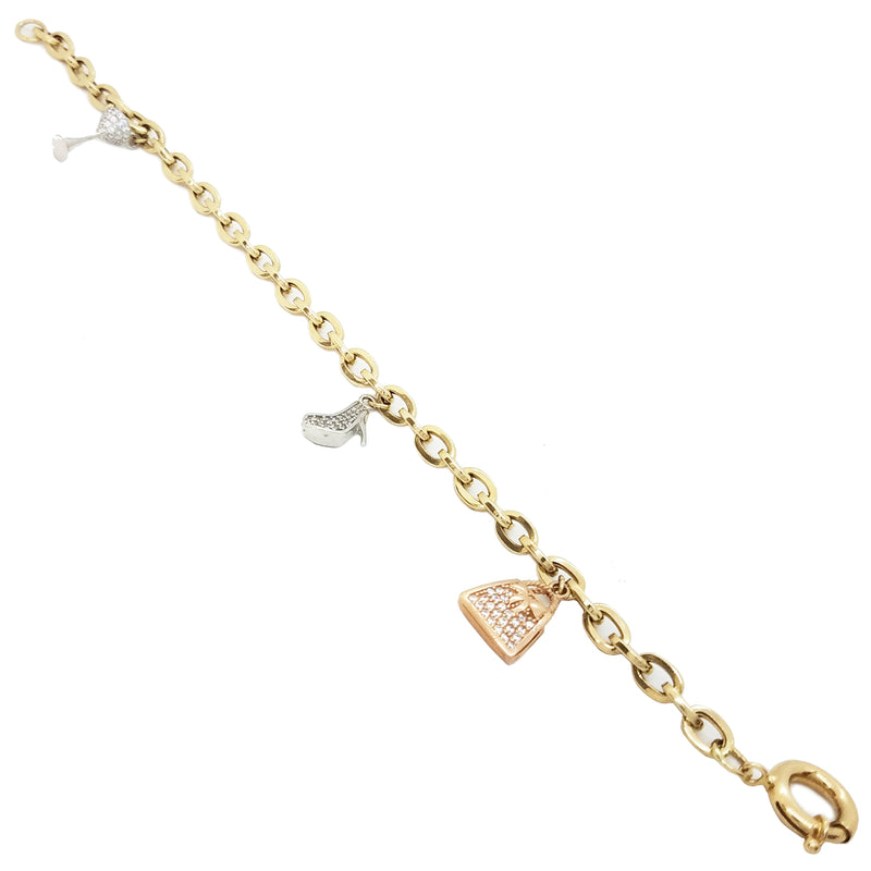 Cable link charm bracelet