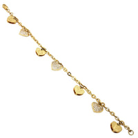 LOVE With Heart Charms Üç Rəngli Qızıl Qolbaq (14K).