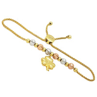 Üçyarpaqlı yonca tənzimlənən bilərzik (14K).