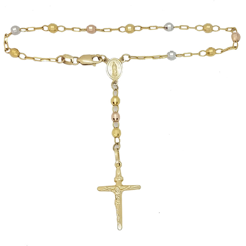 Diamond Cut Rosary Two-Toned Gold Bracelet (14K)