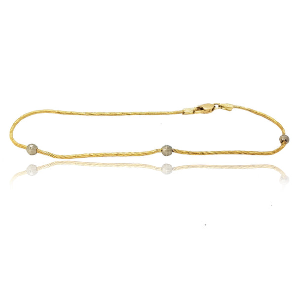 Rope & Diamond Cut Balls Two-Toned Gold Bracelet (14K)