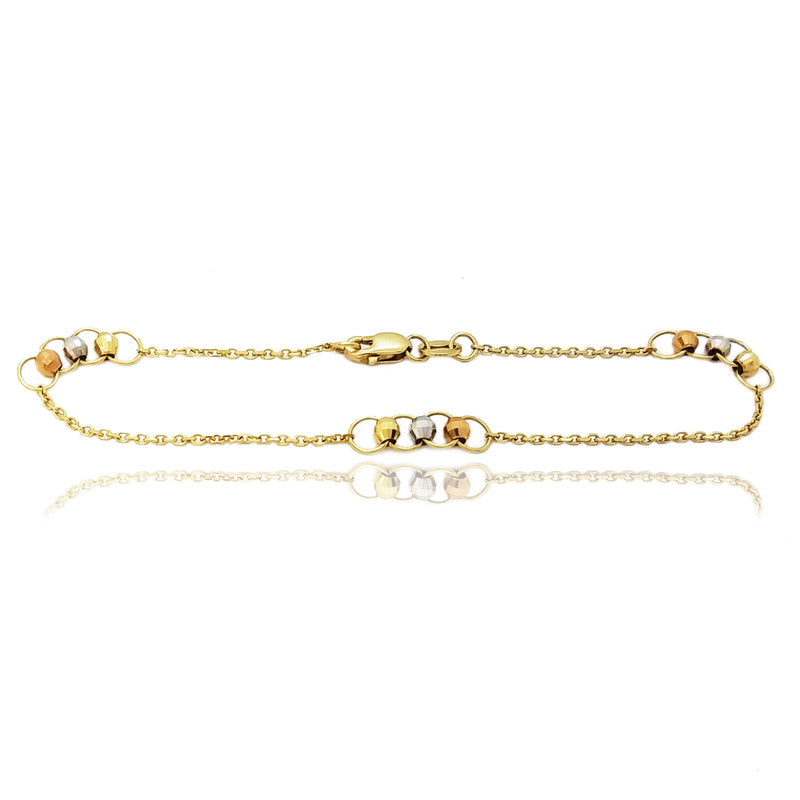 Diamond Cut Beads Cable Bracelet (14K)