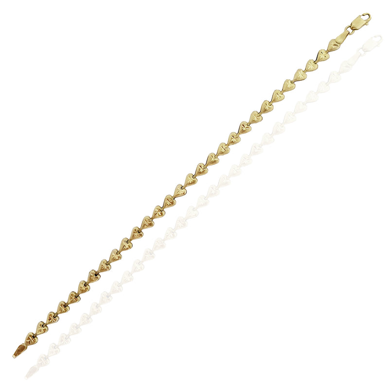 Diamond Cut Heart Bracelet (14K).