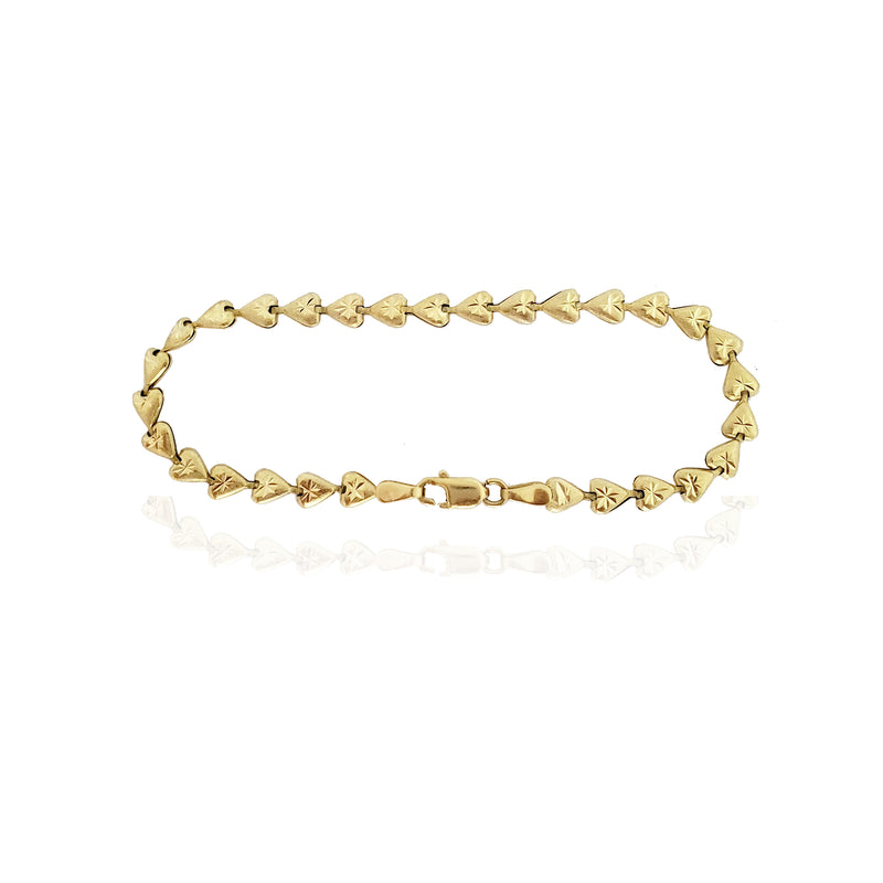 Diamond Cut Heart Bracelet (14K).