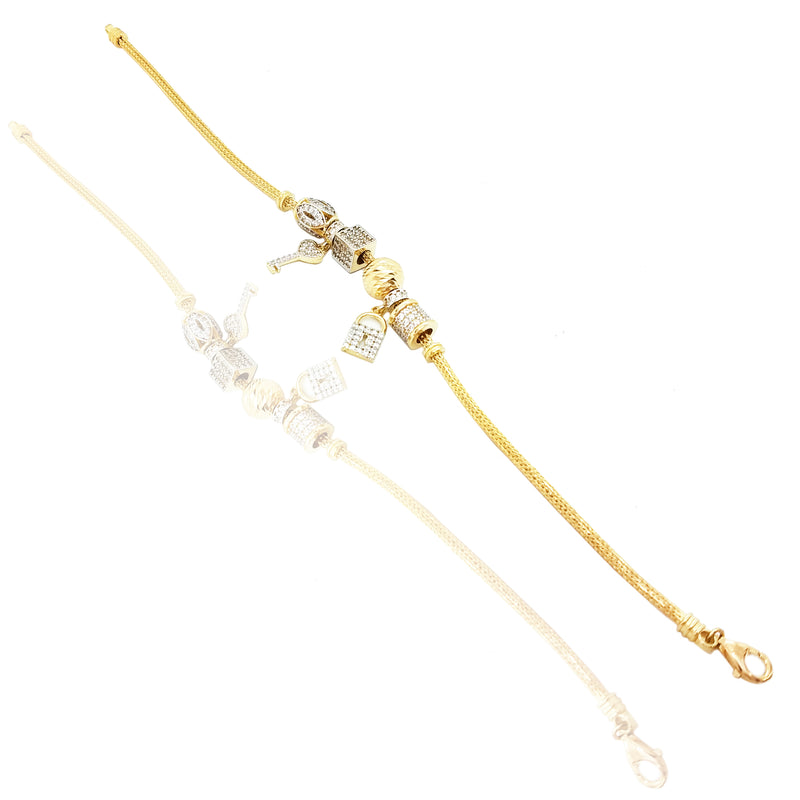 Snake Chain Charm Bracelet (14K).