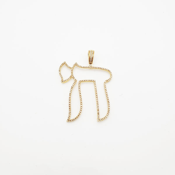 Hollow Chai Diamond Pendant (14K)