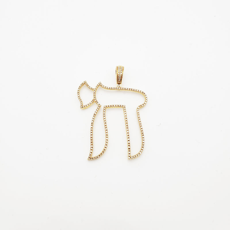 Hollow Chai Diamond Pendant (14K)