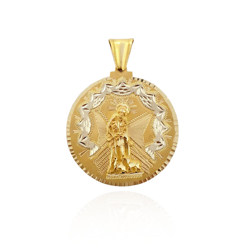 Two-Tone Diamond Cut Saint Lazarus 3D Pendant (14K)