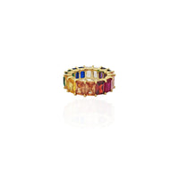 Emerald-Cut Rainbow Stone Eternity Band (Silver)