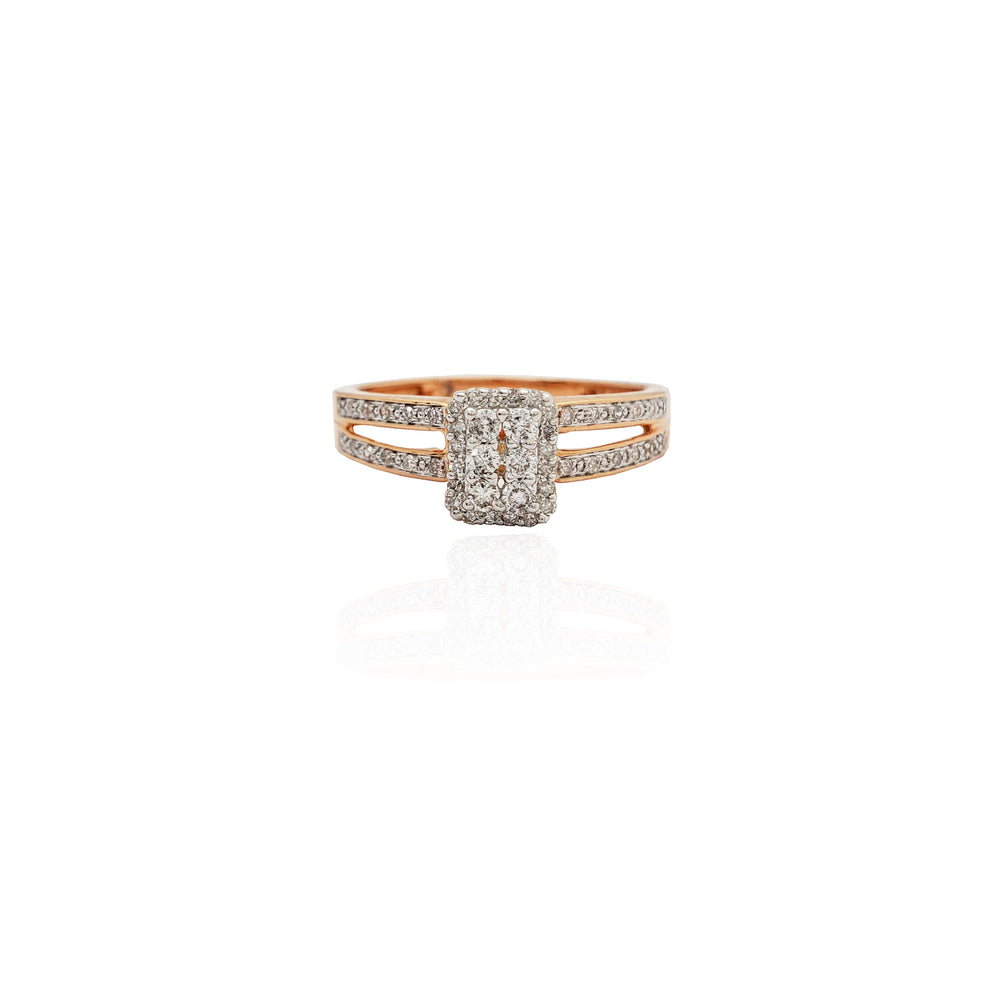 Diamond Rectangle Frame Engagement Ring (14K).