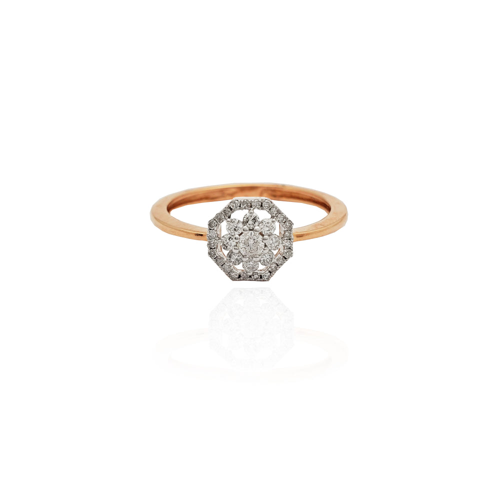 Diamond Octagon Sun Flower Ring (14K).