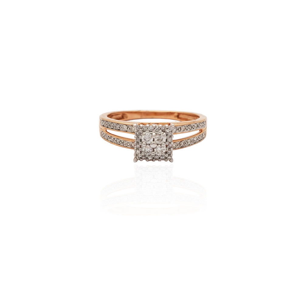 Diamond Square Engagement Ring (14K).