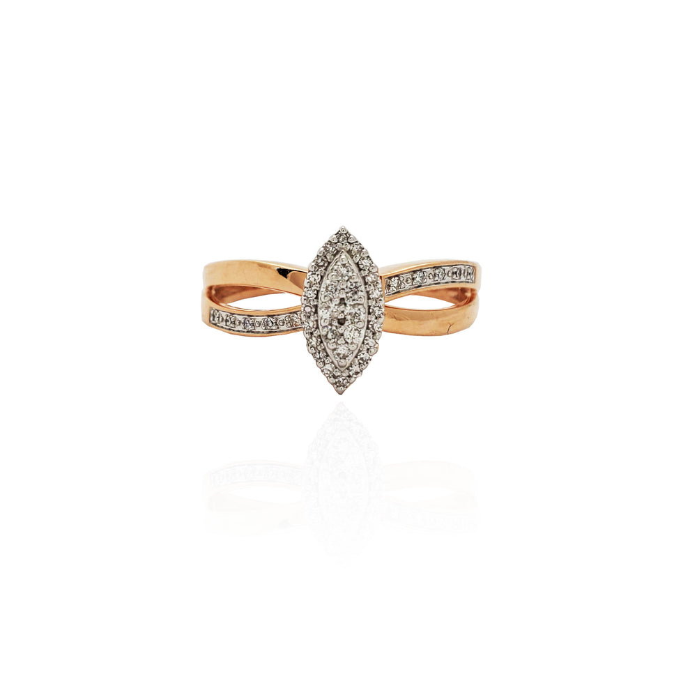 Diamond Marquise Shape Pave Split Shank Engagement Ring (14K).