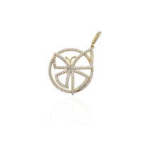 Butterfly Enclosed In a Circle CZ Pendant (14K).