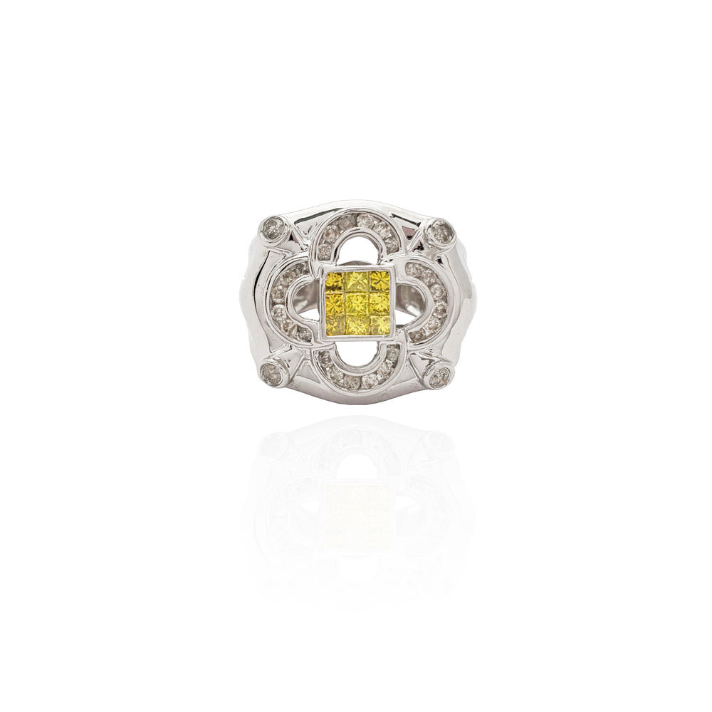 Mens Diamond Floral Interior Ring (14K)