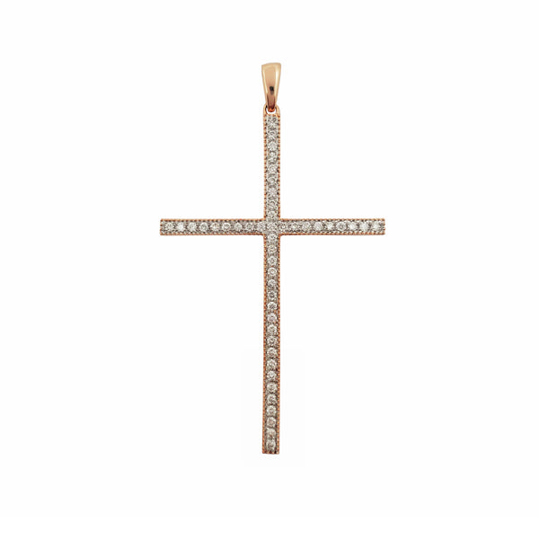 Diamond Cross Pendant (14K Rose Gold)