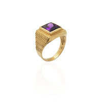Emerald-Cut Purple Stone Ring (14K)