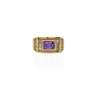 Rectangle Purple Stone CZ Ring (14K).