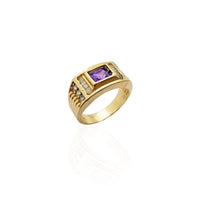 Rectangle Purple Stone CZ Ring (14K).