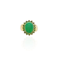 Emerald Halo Jade Stone Ring (14K)