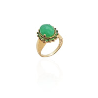 Emerald Halo Jade Stone Ring (14K)
