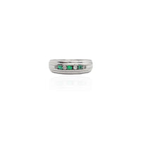 Channel-Set Diamond & Emerald Fluted Band