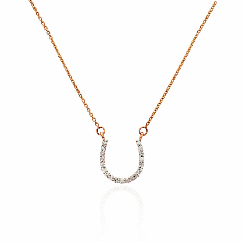 Diamond Horseshoe Pendant Necklace (14K)