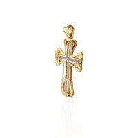 Two-Tone Cross CZ Pendant (14K)