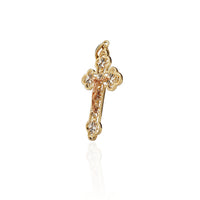 Tri-color Diamond Cut Crucifix Pendant (14K).