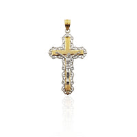 Two-Tone Crucifix Cross Pendant (14K).