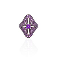 Purple Starburst CZ Ring (Silver).
