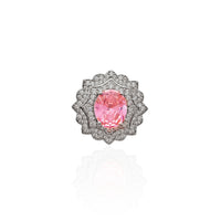 Rosy Bloom Cocktail Ring (Silver)