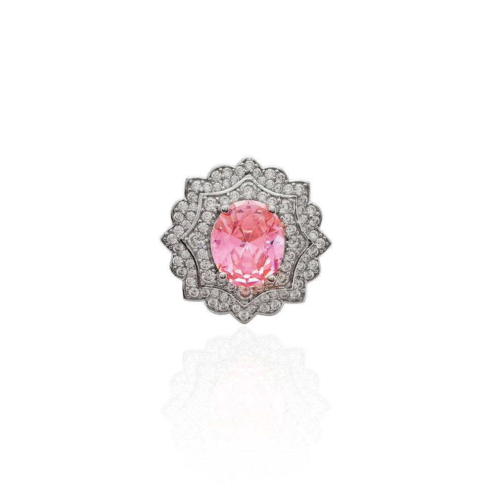 Rosy Bloom Cocktail Ring (Silver)