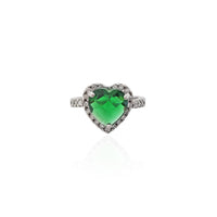 Green Heart CZ Ring (Silver).
