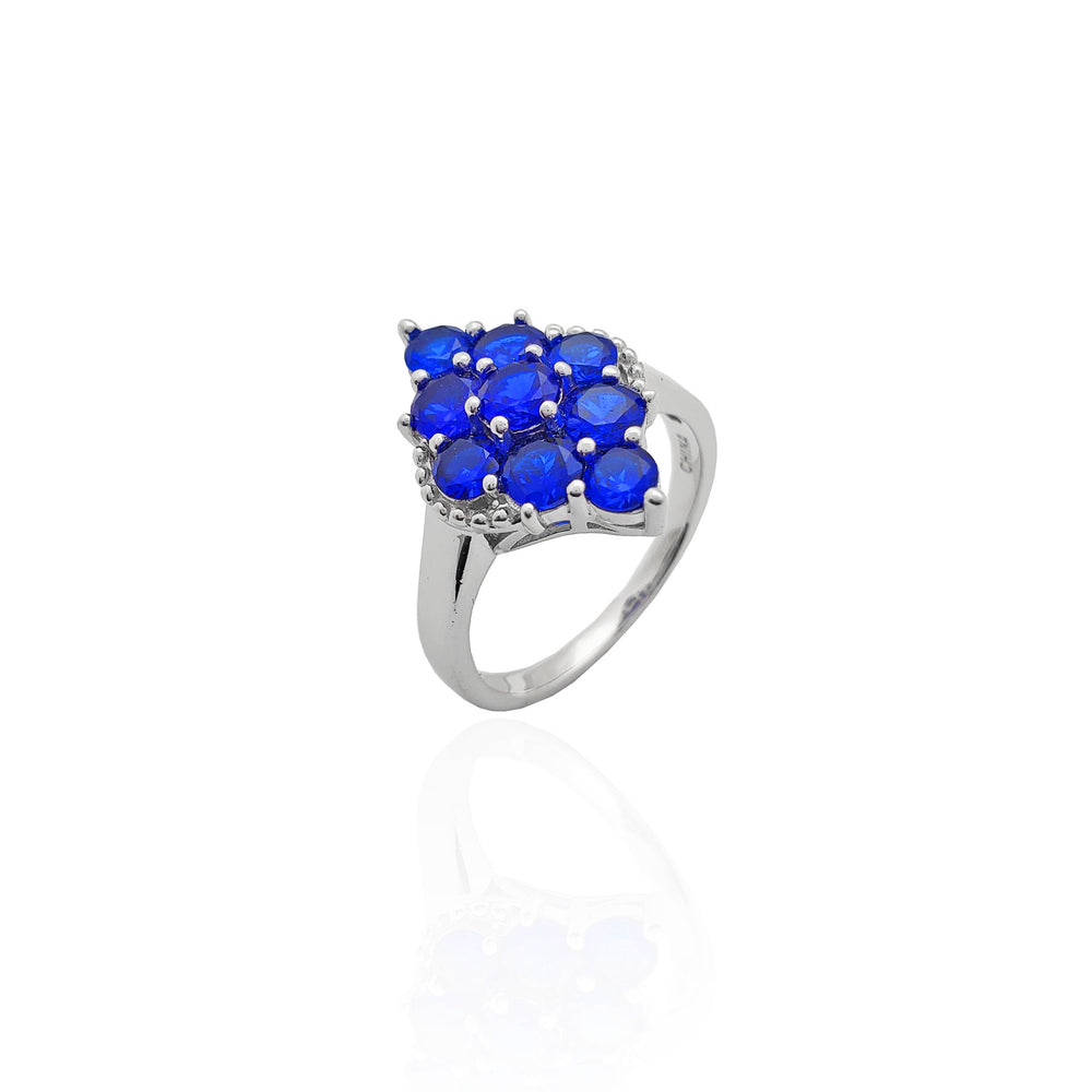 Blue Stone Ellipse Cluster Ring (Silver)