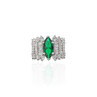 Fancy Green Marquise Center Stone Ring (Silver)