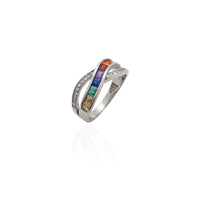 Rainbow Gemstone Helix Ring (Silver)