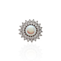 Perlų brangakmenių halo žiedas (sidabrinis)