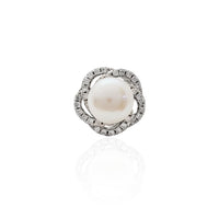 Spiral Halo Pearl Ring (Silver)