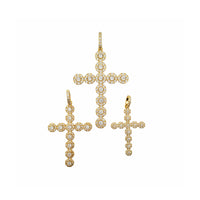Iced-Out Clustered Segment Cross Pendant (10K)
