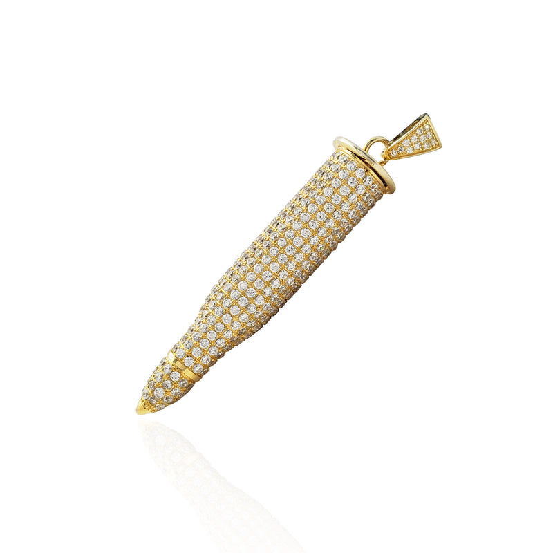 Iced-Out Bullet Pendant (Silver)