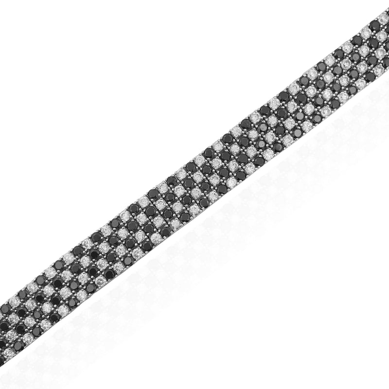 Black & White Checkered Tennis Bracelet (Silver)
