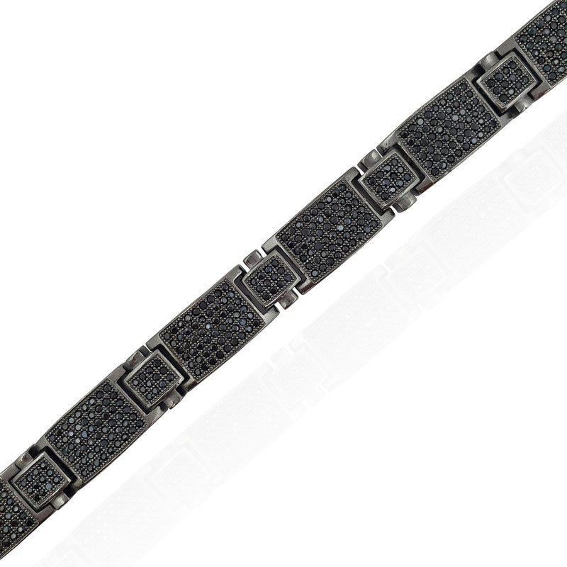 Black Ice Bar-Link Bracelet (Silver)