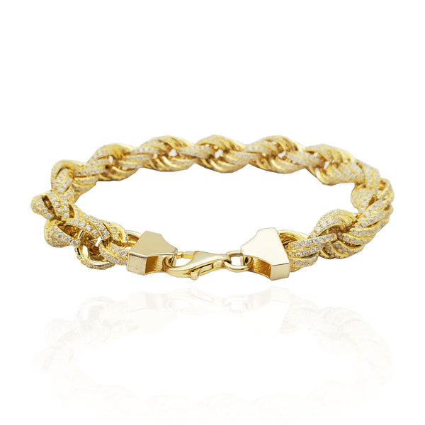 Iced-Out Rope Link Bracelet (Silver)