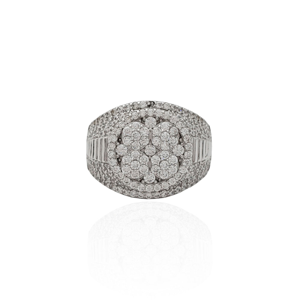 Iced-Out Prezzy Band Ring (Silver)