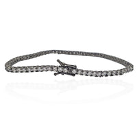 Black Metal Tennis Bracelet (Silver)
